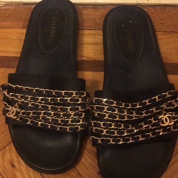 chanel chain slippers